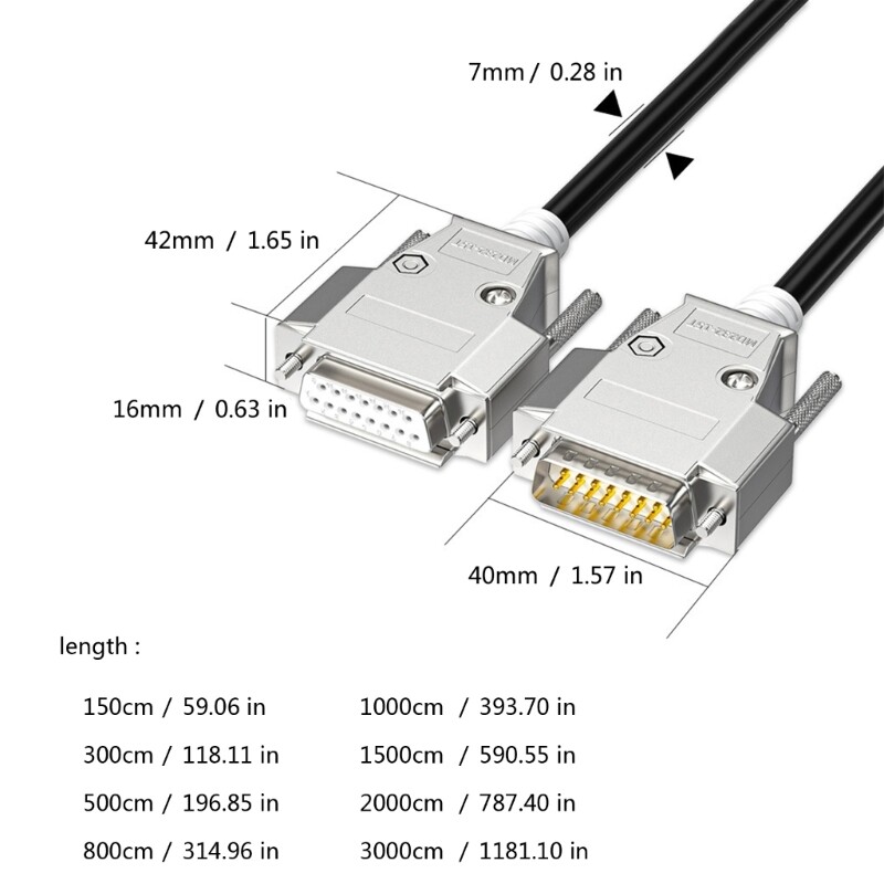 1.5m-30m DB15 15Pin Extension Cable Wire Data Cord in Multiple Lengths