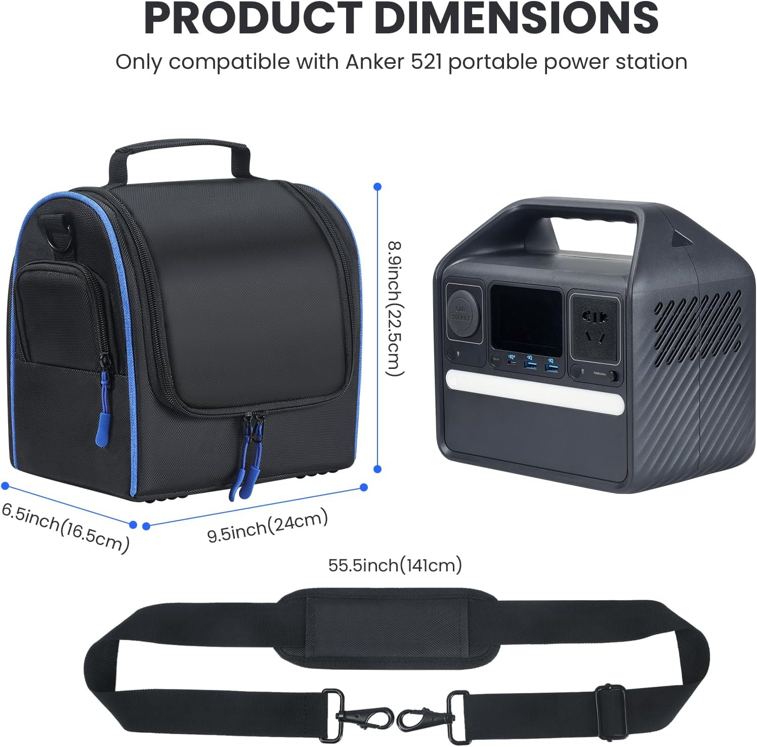 Portable Power Station Carrying Bag Compatible with Anker 521/ DaranEner 300w, C