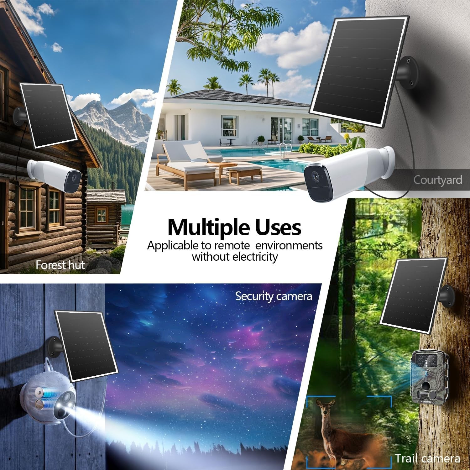 8W Solar Panel for Outdoor Security Camera, 5V Micro USB and USB – C Solar Pa…