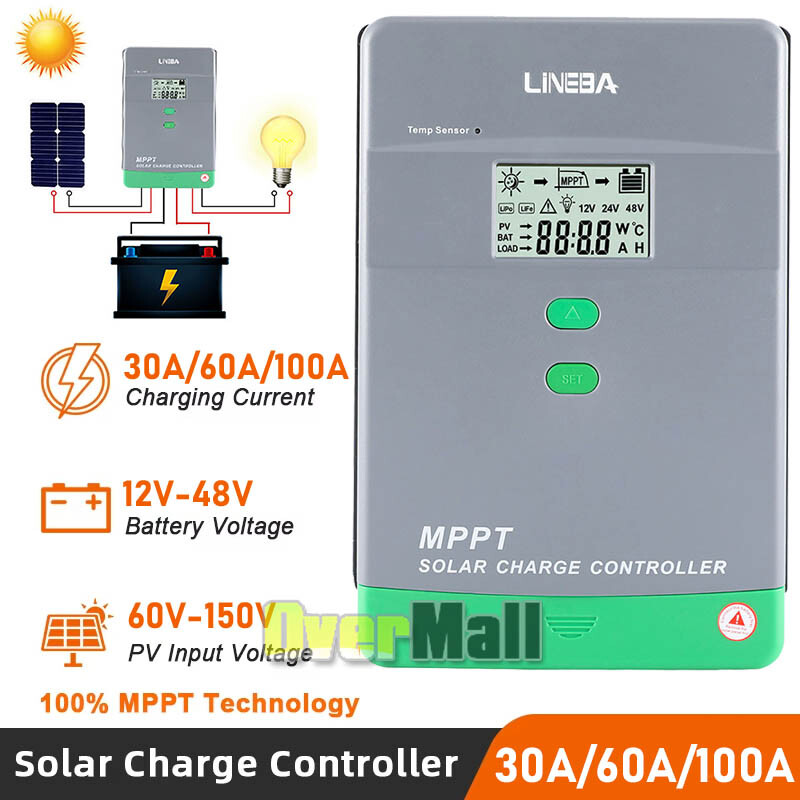 MPPT Solar Charge Controller Solar Panel Battery Regulator 12/24V Auto 100A LCD