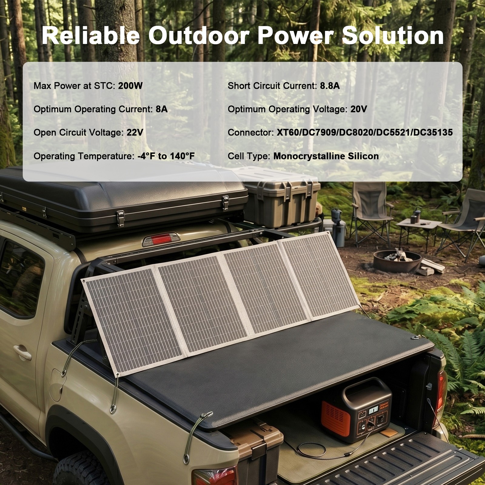 200W Solar Panel kit 100W for BLUETTI Elite 30 V2 100 V2 EB3A AC2A power station