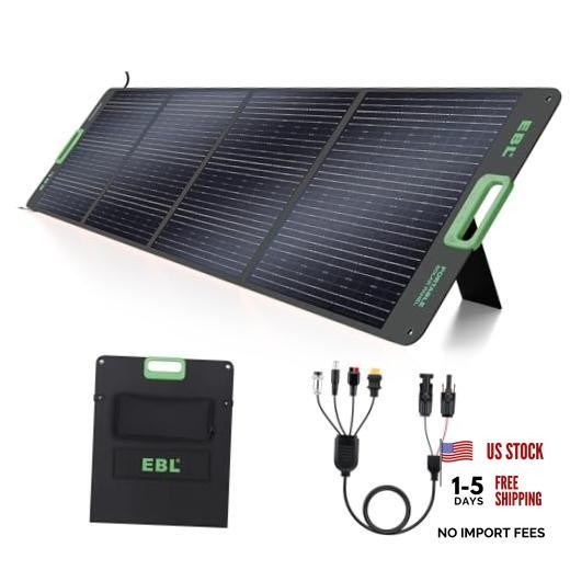200W Portable Solar Panel, Foldable IP65 Waterproof 200 Watt Solar Panel Green