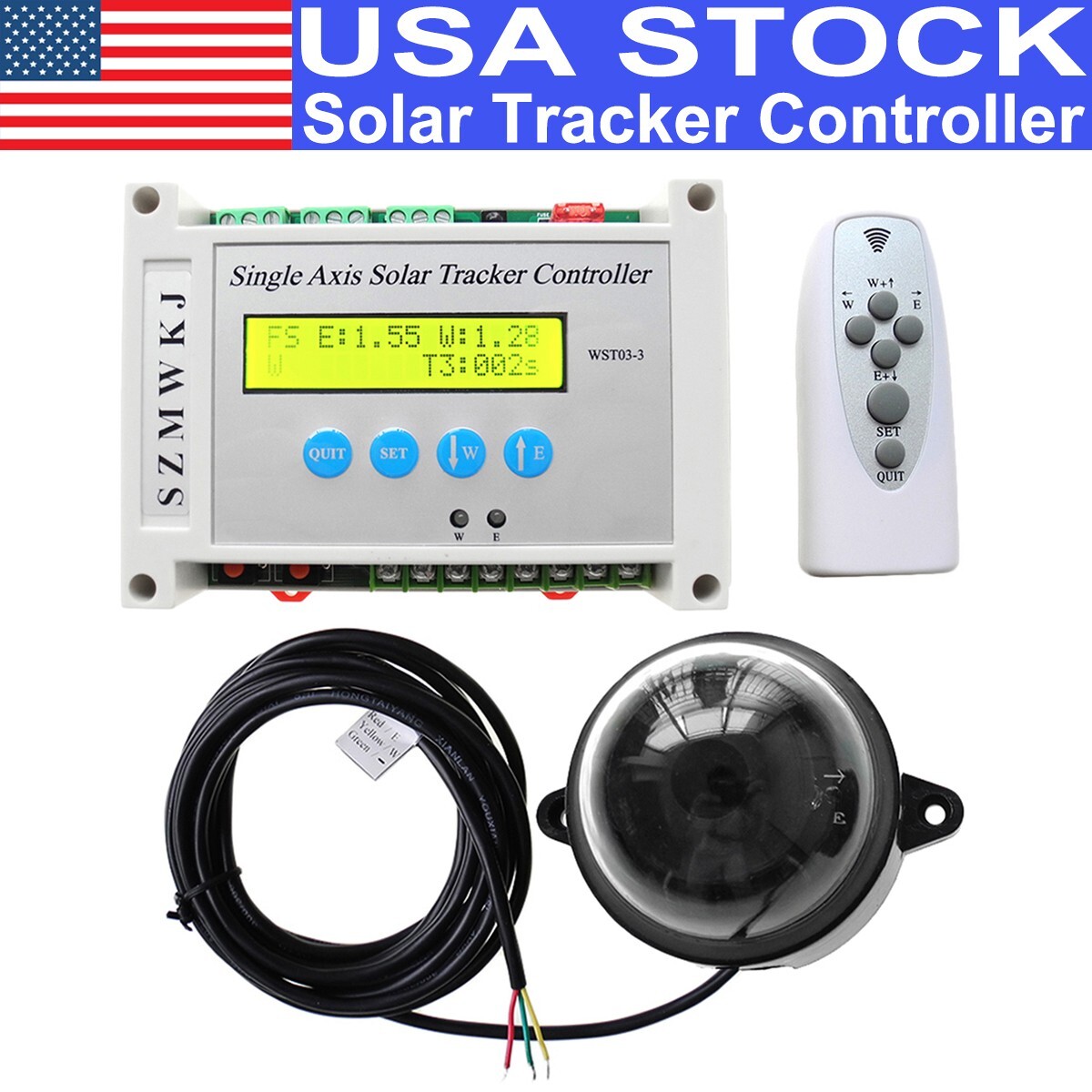 SZMWKJ Single Axis Solar Tracker Controller DIY Solar Panel Auto Tracking System
