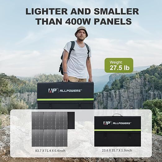 ALLPOWERS 2400W Solar Generator Power Station & 600W Mono Portable Solar Panel