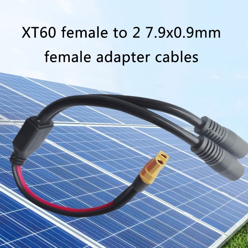 XT60 Female to Double DC8mm 7.9×0.9mm Cable 12AWG Extension for Solar Generator