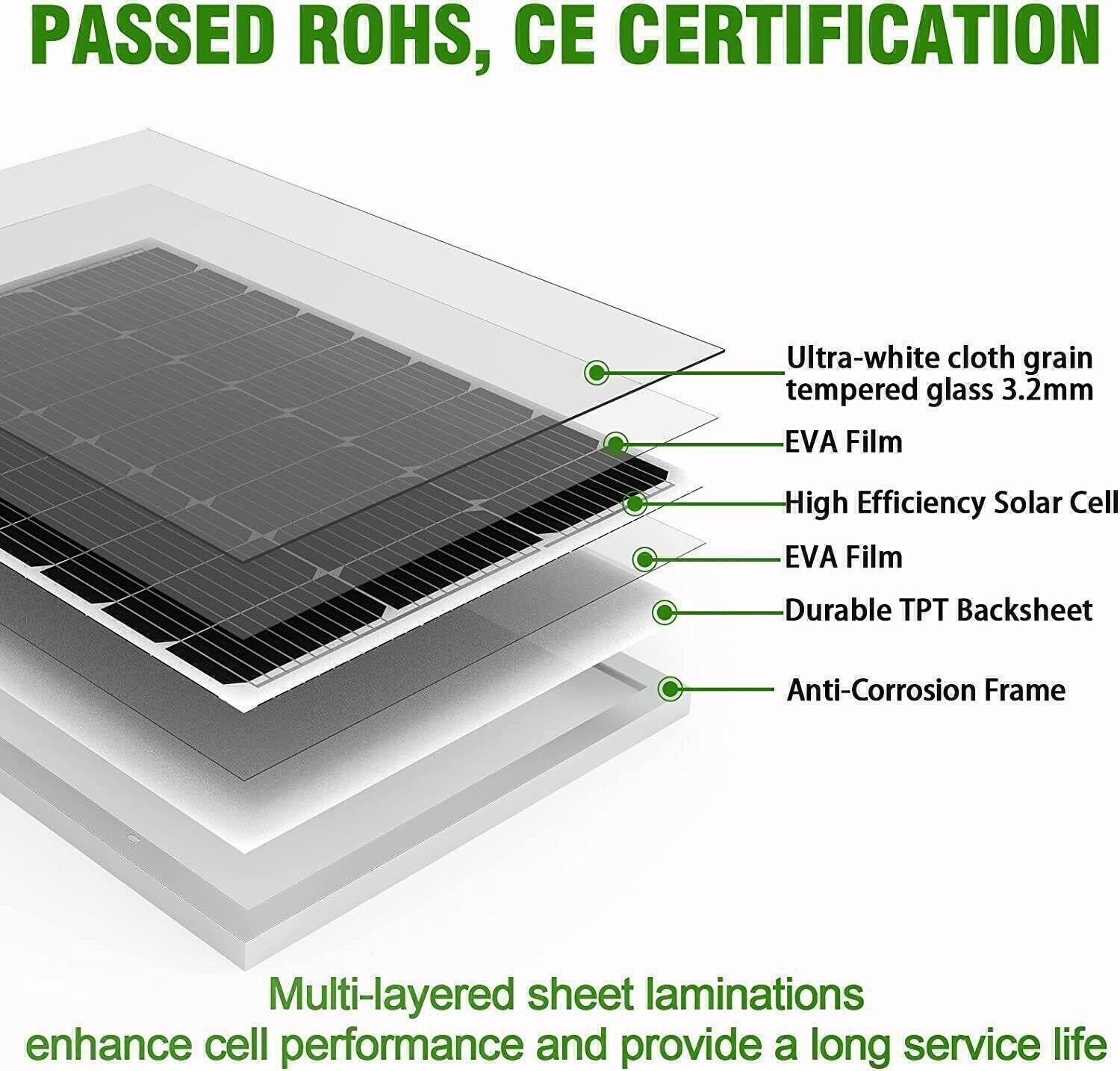 200W 12V Mono Solar Panels 200 Watt Solar Cells Power Home RV Trailer Marine
