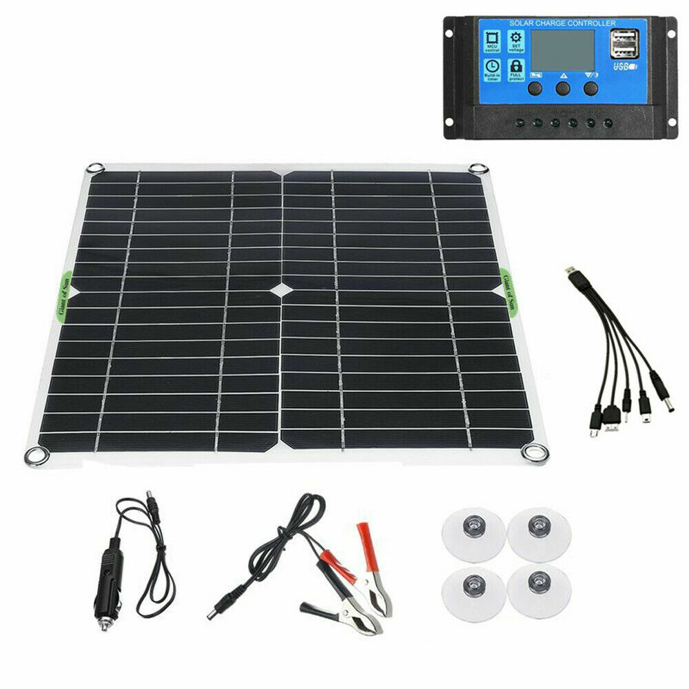16000W Car Inverter 200W Solar Panel Kit 12V 100A Battery Charger w/ Controller