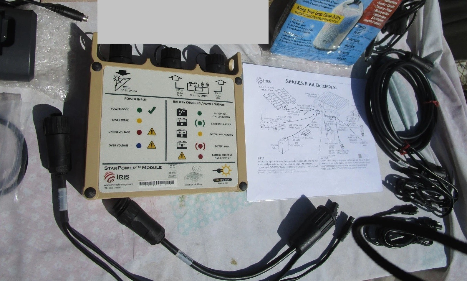 Portable Solar Kit parts- 12V Cell Inverter w/ cables-Iris Technology SPACES II