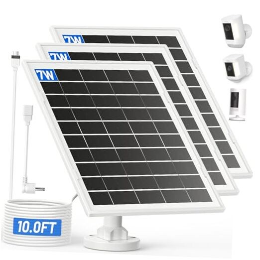 7W Solar Panel for Ring,Solar Charger Works for Ring, 3 Non-integrated Design