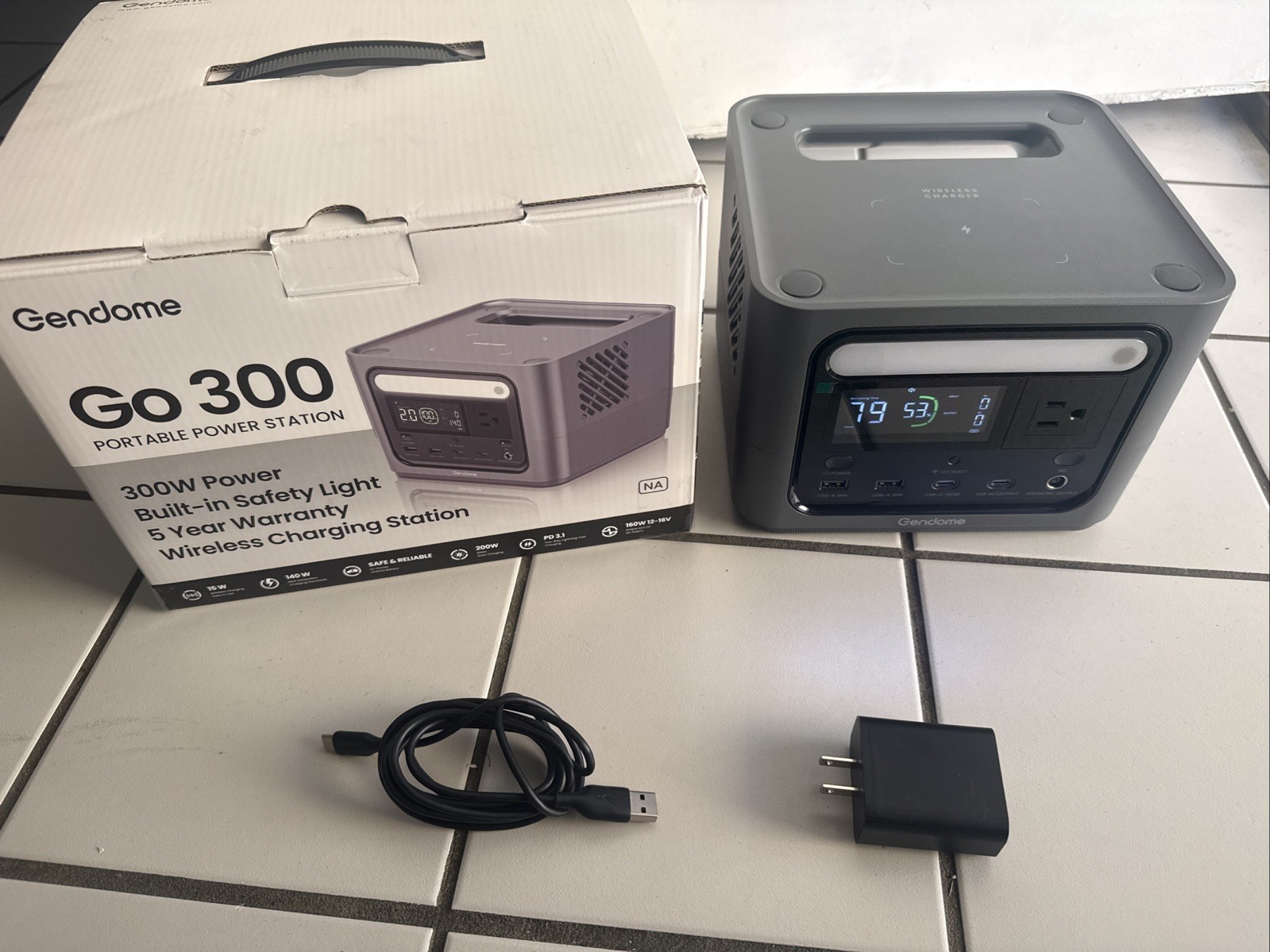 Portable Power Station Go 300 LiFePO4 Battery 300W AC Outlet SoLar Wireless