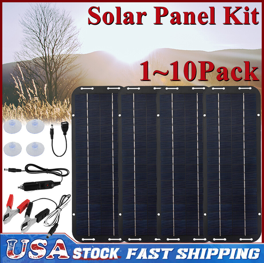 1-10X 30W Solar Panel Kit Trickle Charger Battery Charger Maintainer Boat RV Car