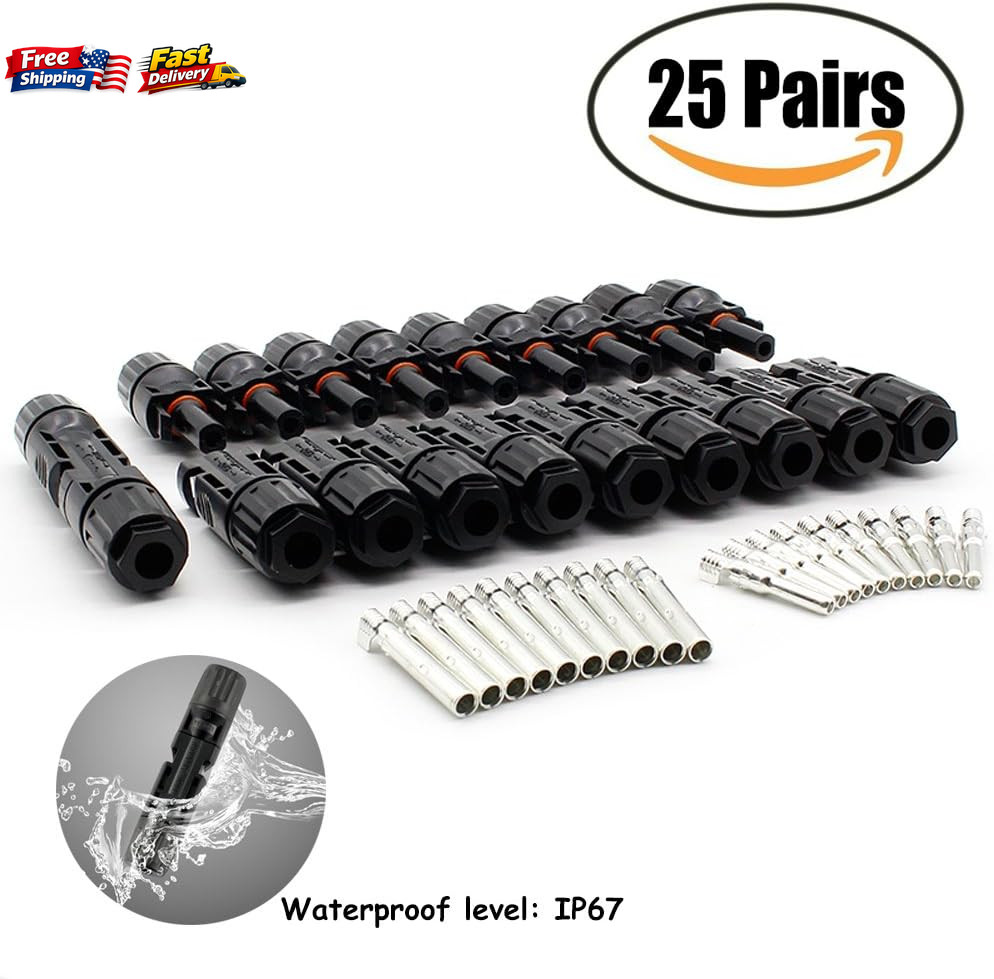 25 Pairs Solar Connectors Male Female IP67 Waterproof Solar Panel Wire Plug