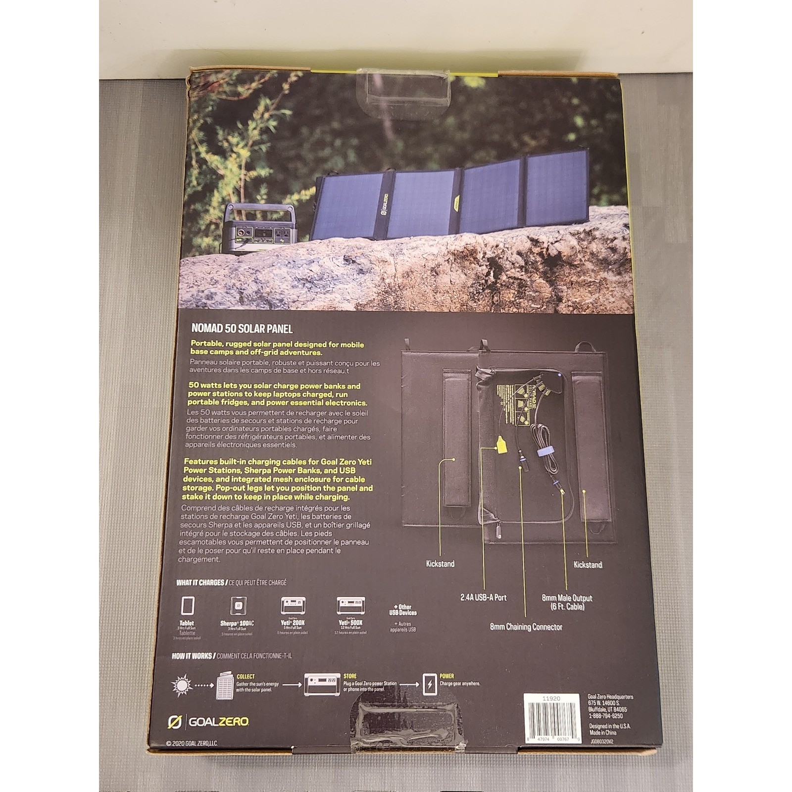 Goal Zero Nomad 50 Foldable Solar Panel 50W Portable Charger 11920 Black