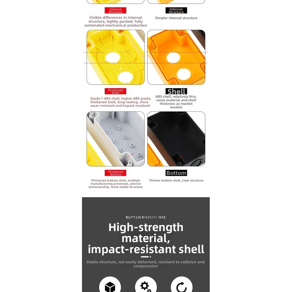 Industrial Push Button Control Box IP65 Waterproof ABS+PC Material Yellow
