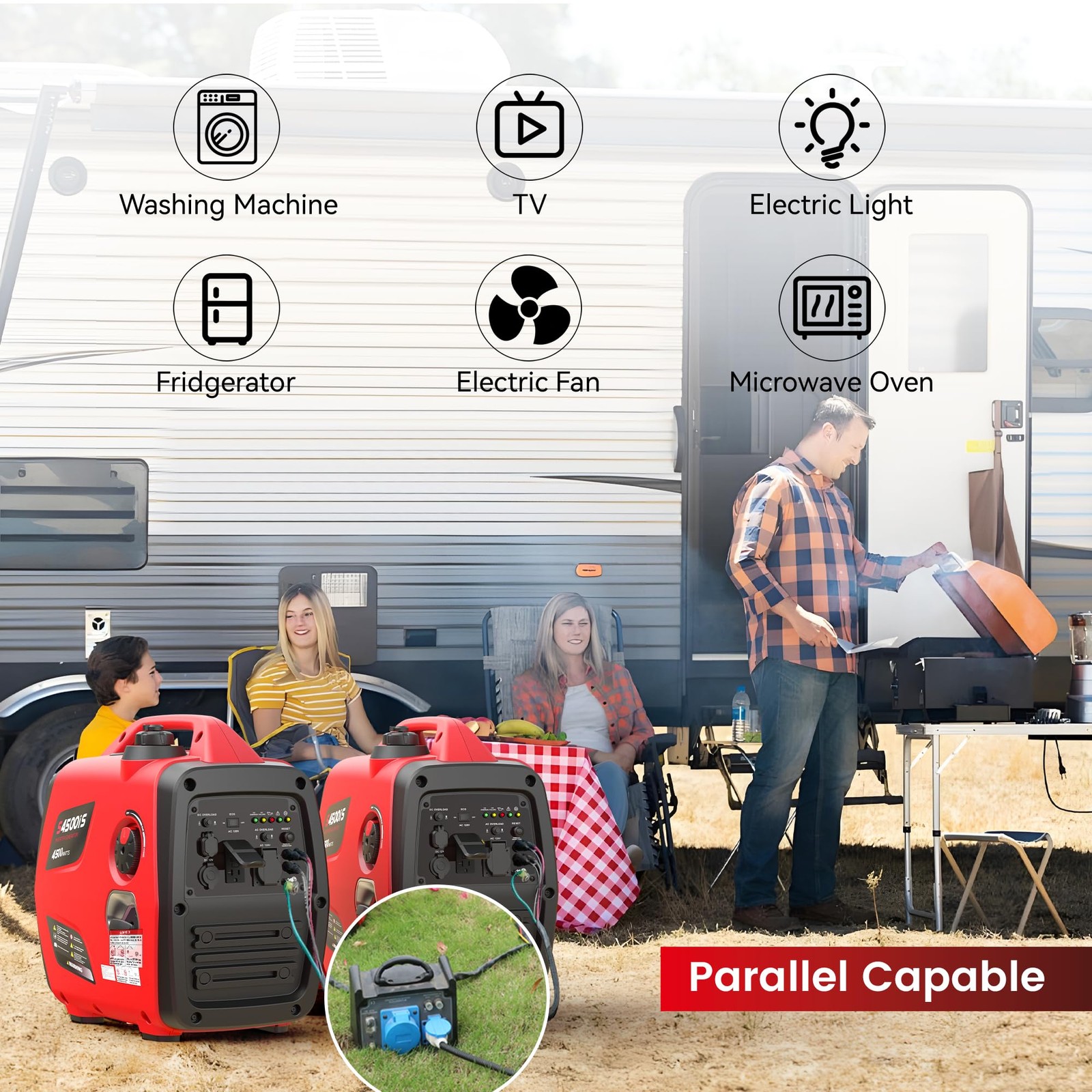 SIOKIUU 4500W Portable Generator Super Quiet Inverter Generator Ultra Lightwe…