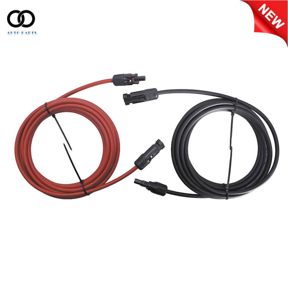1 Pair 10 AWG 15 FT Black + Red Solar Panel Extension Cable Wire Connector