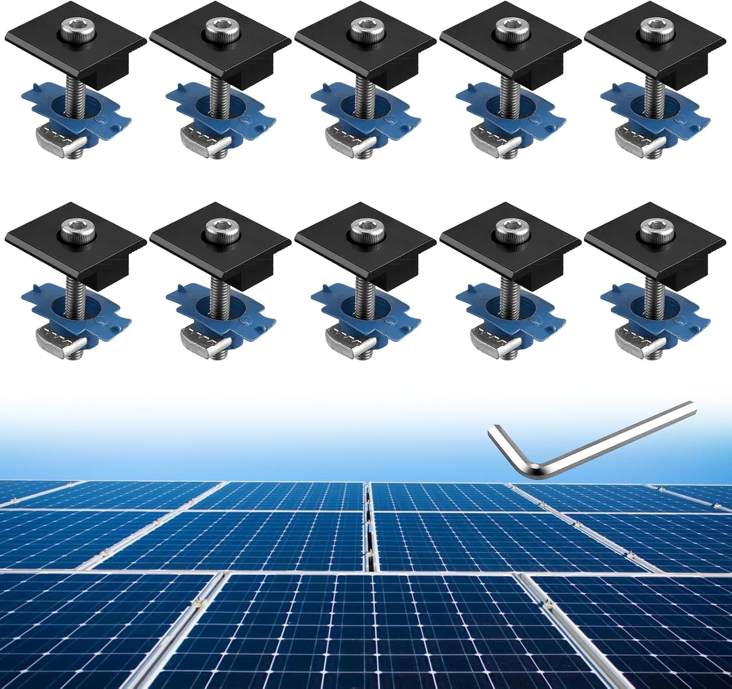 10Pcs Solar Panels Mid Clamps for Unistrut Aluminium Panel Brackets 30Mm/35Mm