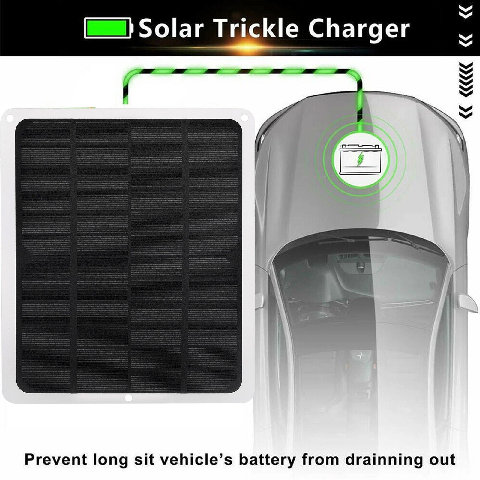 10W Solar Panel 12V Trickle Charger Battery Charger Kit Maintainer Car RV Boat