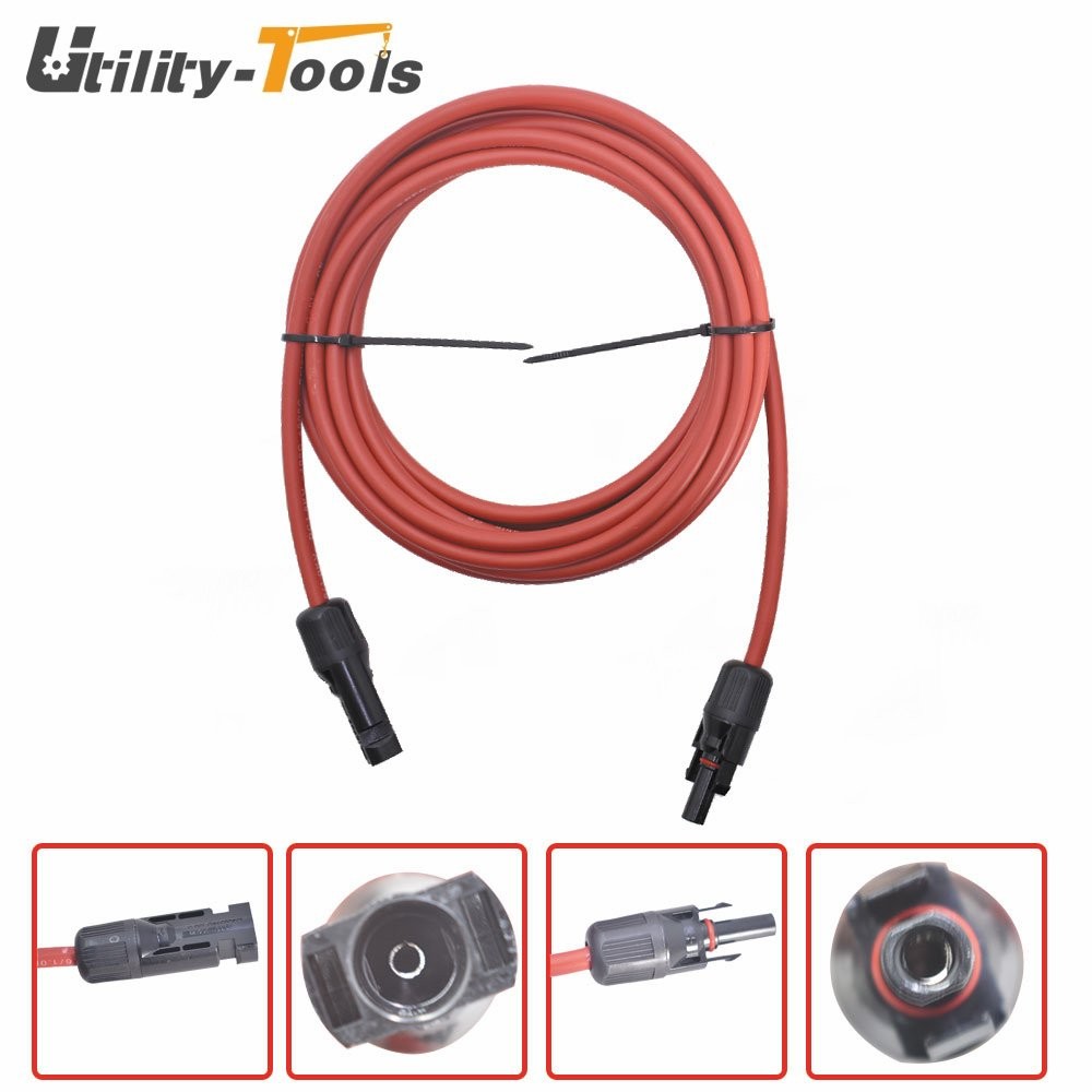 10AWG 15Feet High Quality Black + Red Solar Panel Extension Cable Wire Connector