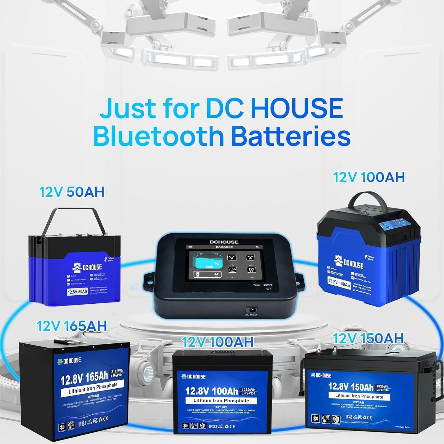 DC HOUSE 4-Way Bluetooth Lithium Battery Monitor Range 8-75V & Custom Alarm