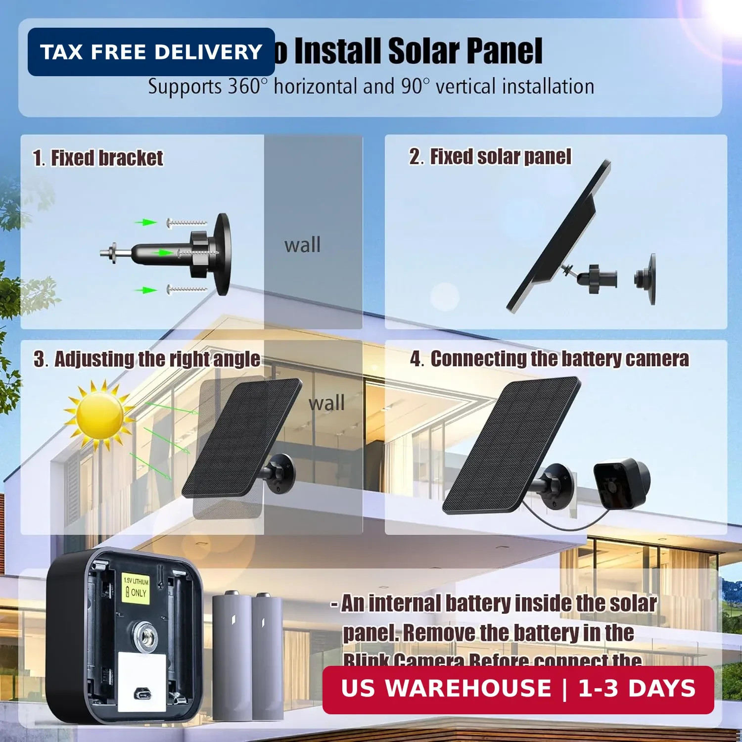 Rhorawill 4 Pack Solar Panel for Blink Outdoor 2K+/4(4th Gen)/Outdoor(3rd Gen) X