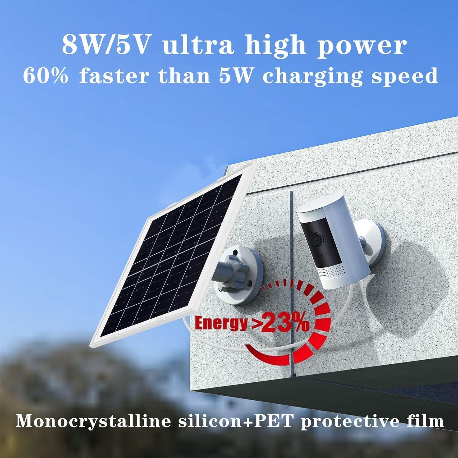 8W/5V Solar Panel,Faster Than 5W/5V Charging,IP65 Waterproof,Suitable for Cam…