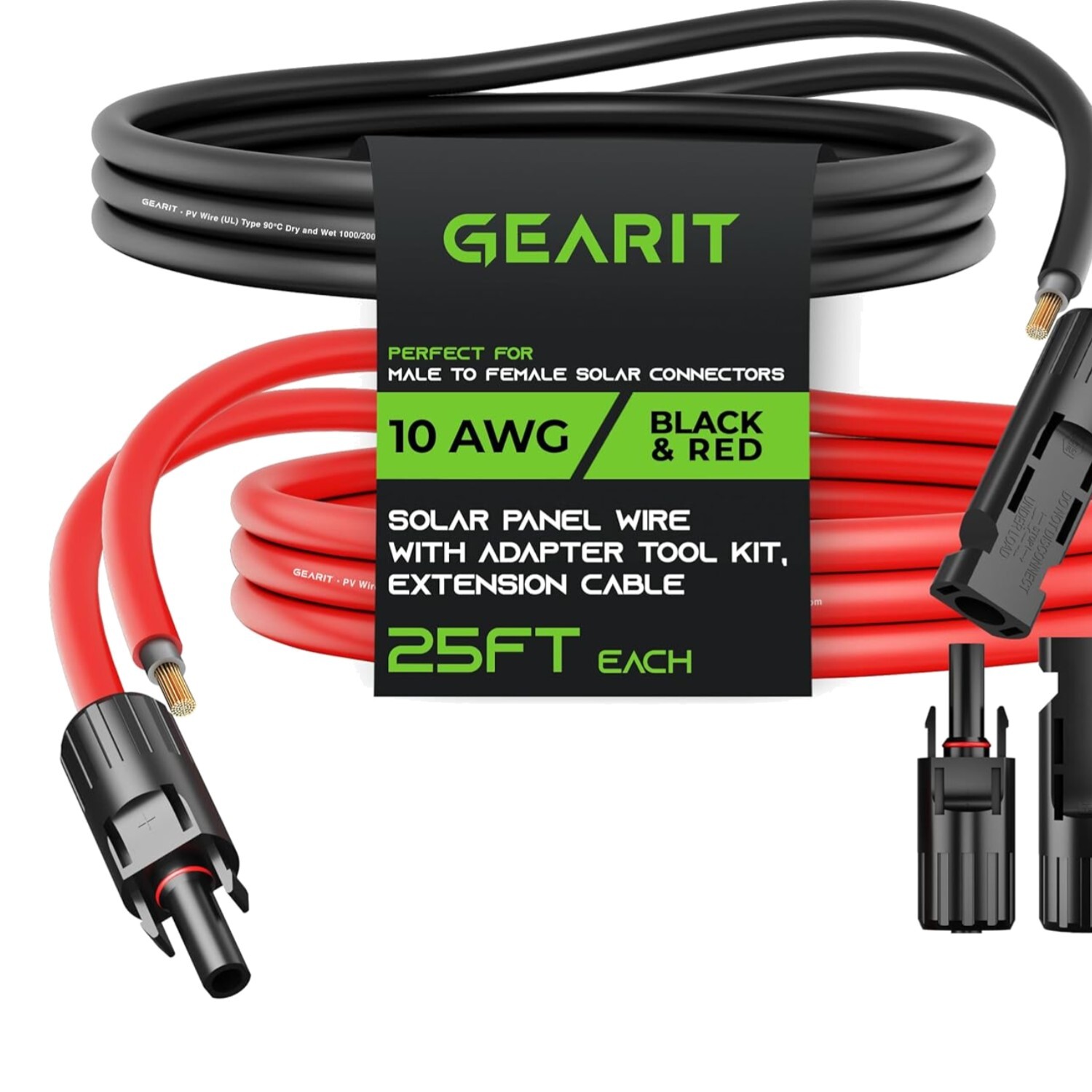 10AWG 25FT Solar Extension Cable with Waterproof Connectors for Secure Setup