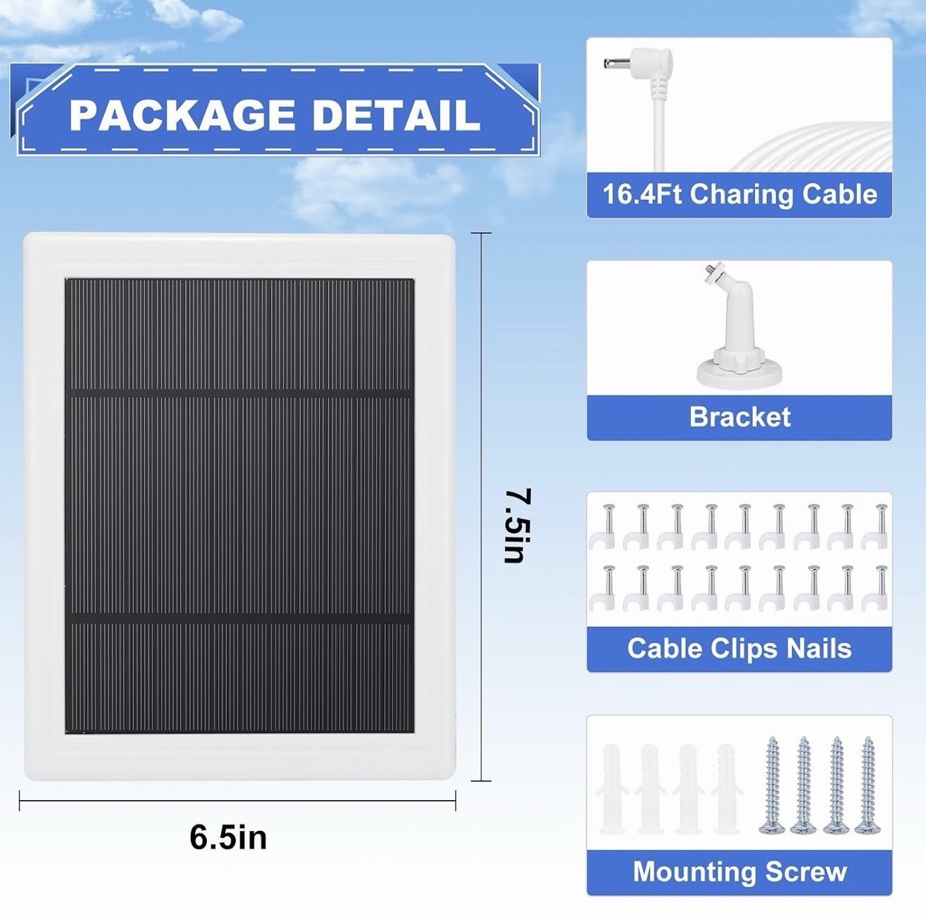 2 Pack Solar Panel for Ring Spotlight Plus/Pro/Cam Camera 5W Solar Charger New