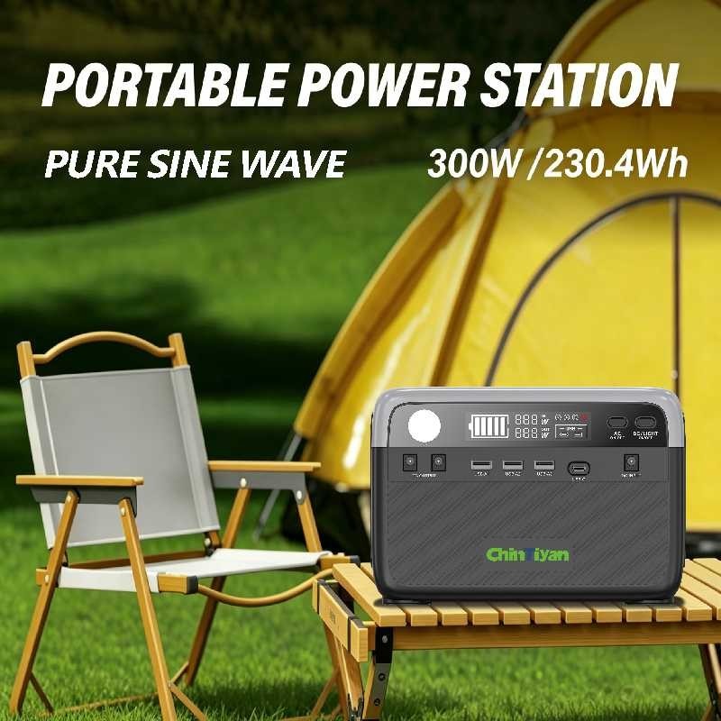QT-BP030D 300W 230.4Wh LiFePO4 Solar Generator Portable Power Station