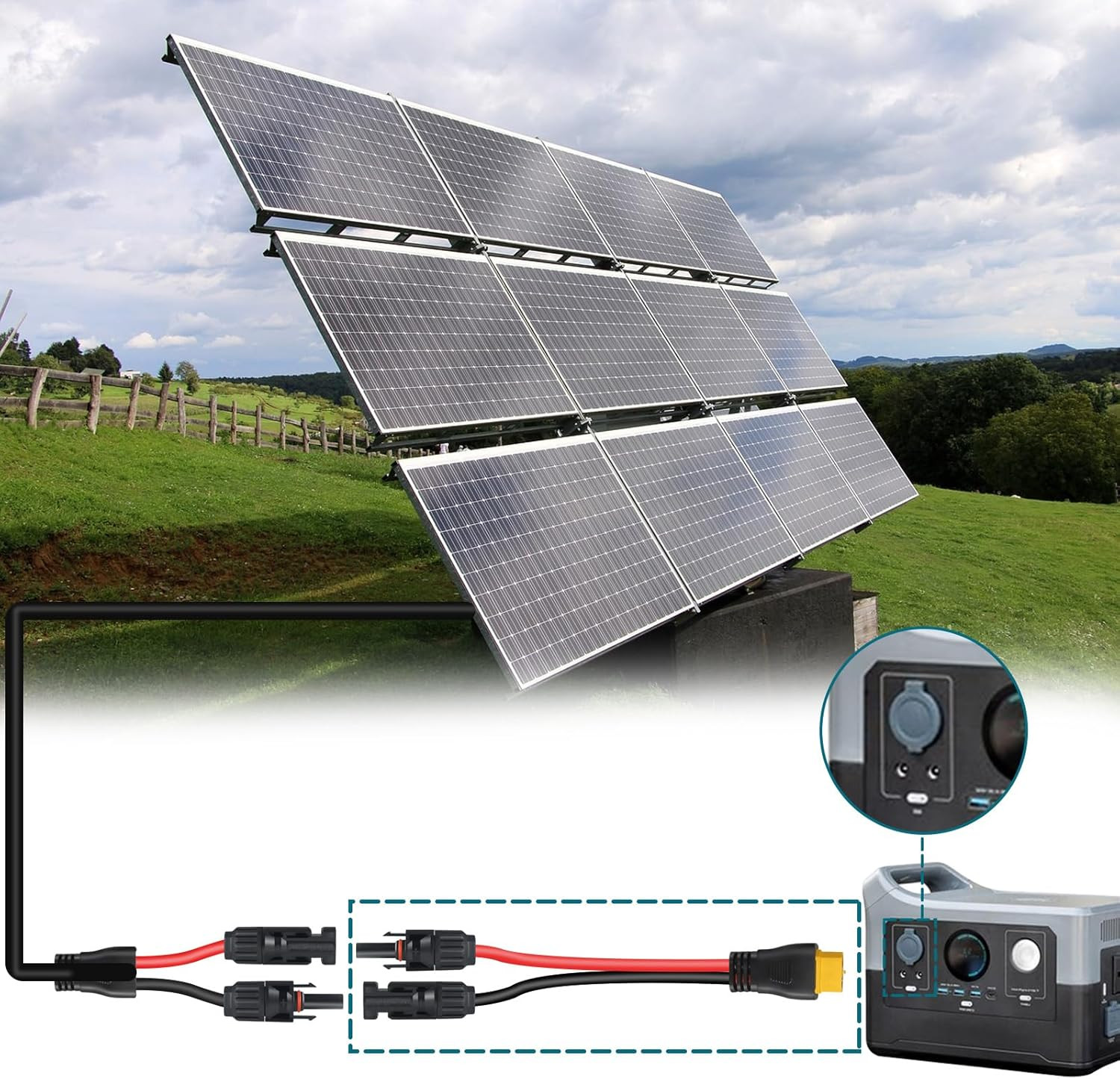 XT60 Connector, MC4 to XT60 Extension Charging Cable 2FT, Solar to XT60 Cable 12