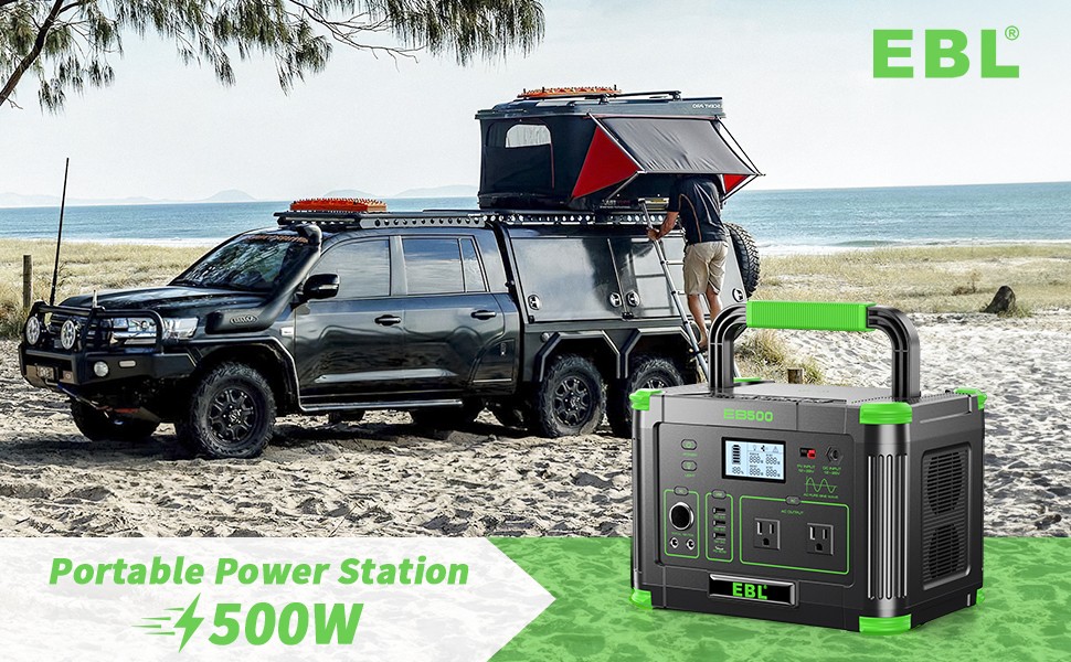500W Portable Power Station 519Wh LiFePo4 Solar RV Camping Backup Battery