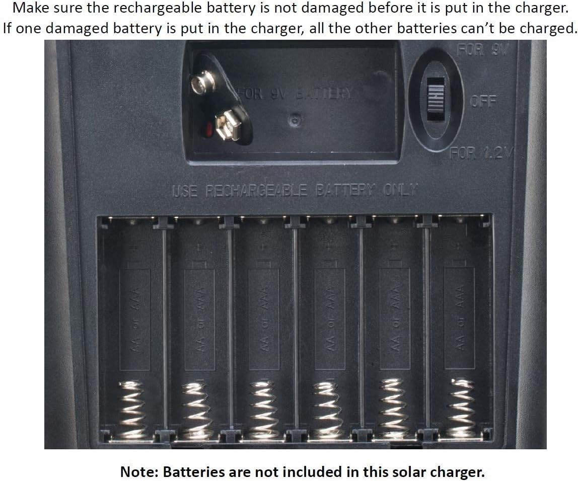 Durable Solar AA AAA 9V Battery Charger 2W Panel LED Indicators Portable