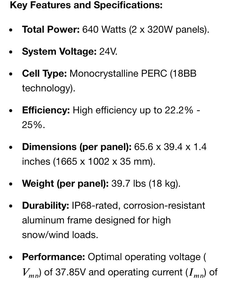 Renogy 2 Piece Solar Panel 320 Watt RNG-320DX2 for RV Boat Shed Farm House Roof