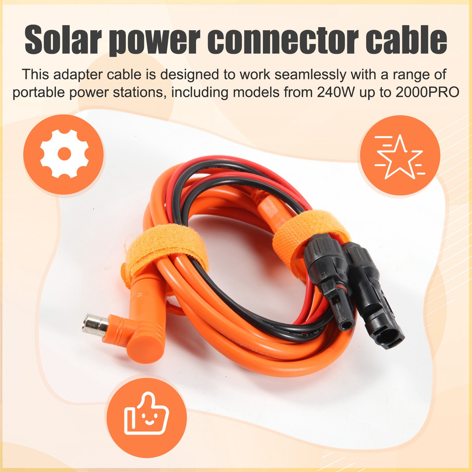 Solar Panel to DC 8mm Adapter Cable 2m, Solar Connector to DC7909/8020 Male1284