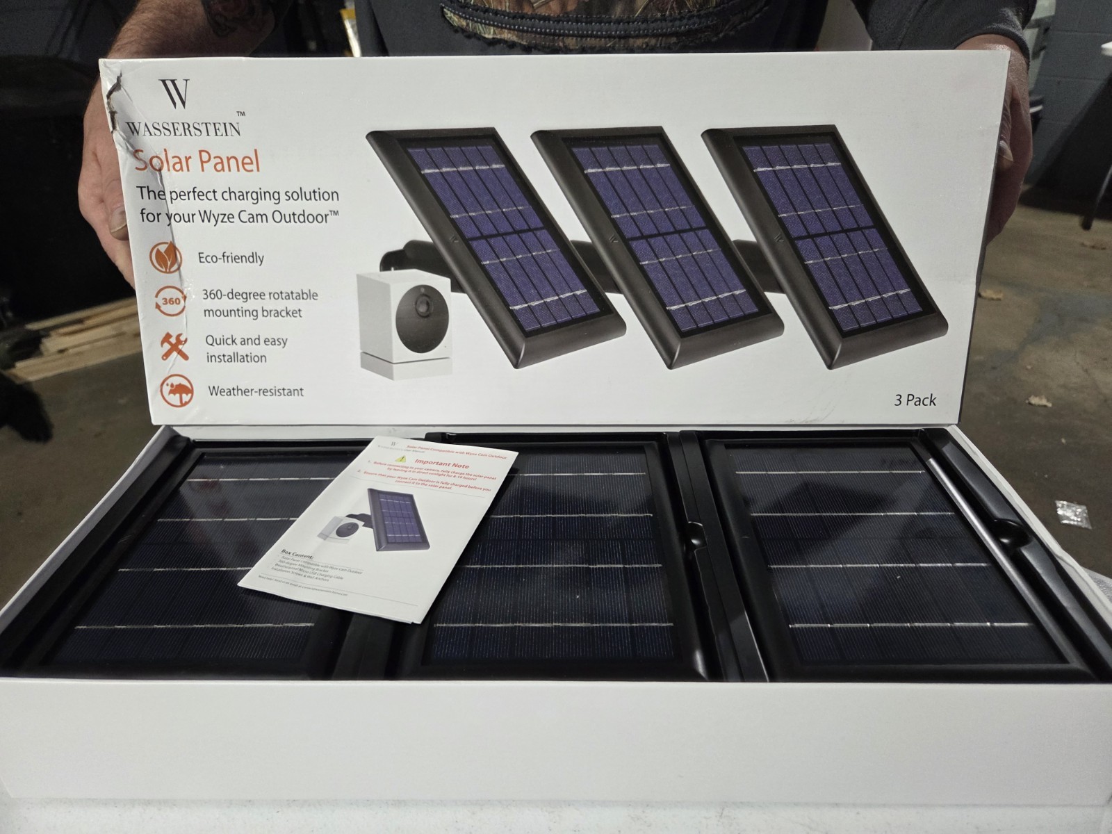 Wasserstein 3 Pack Solar Panels For Wyze Cam Outdoor BLACK