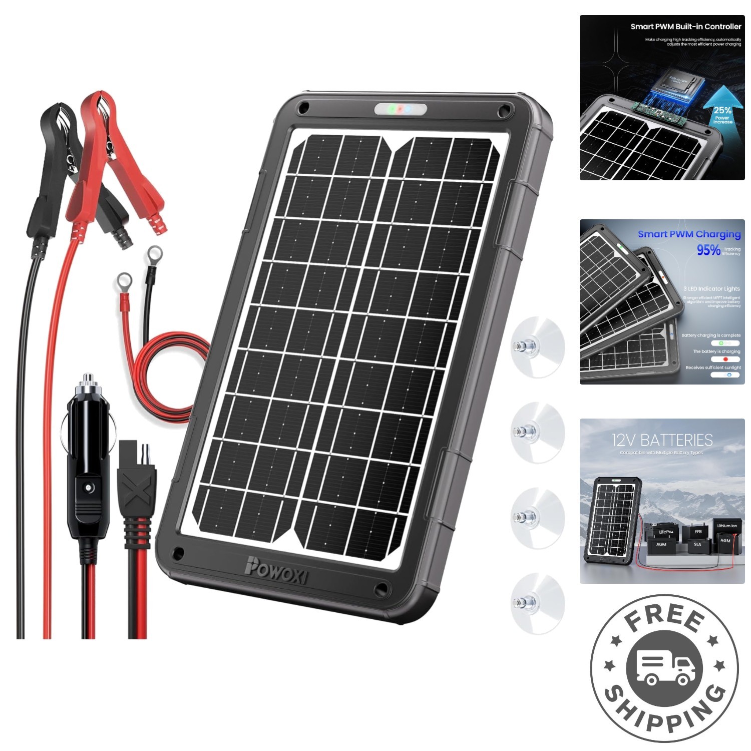 Advanced 15W Solar Car Battery Kit with Smart Controller & Scratch Protection