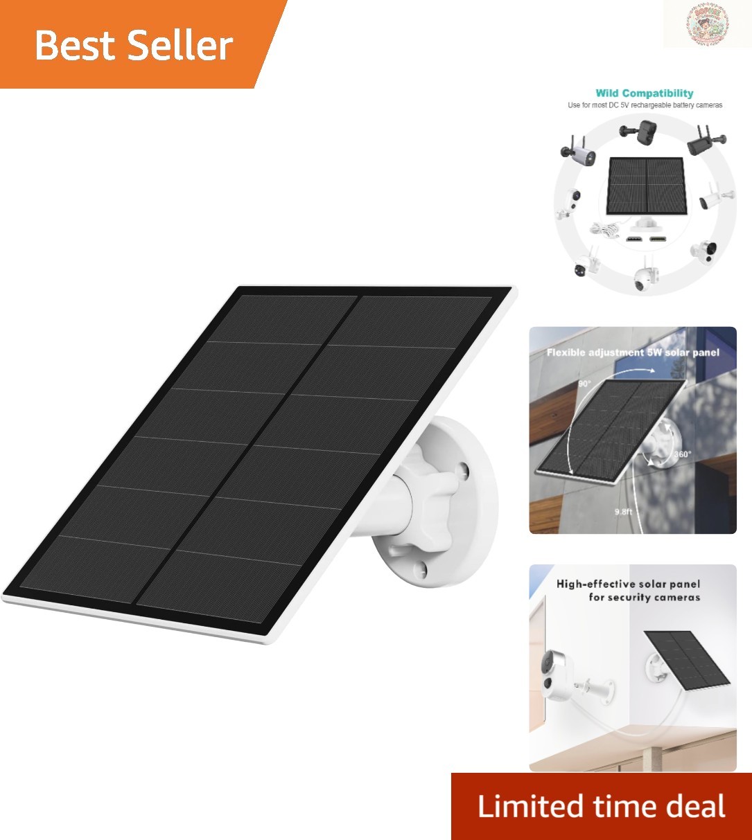 Durable 5W Solar Panel for Outdoor Use with USB-C and Micro USB Compatibility