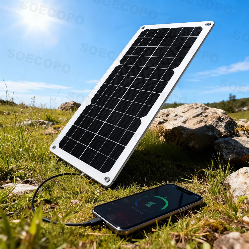 SOECOPO 150W Monocrystalline Solar Panel with USB/Type-C/DC Triple Output