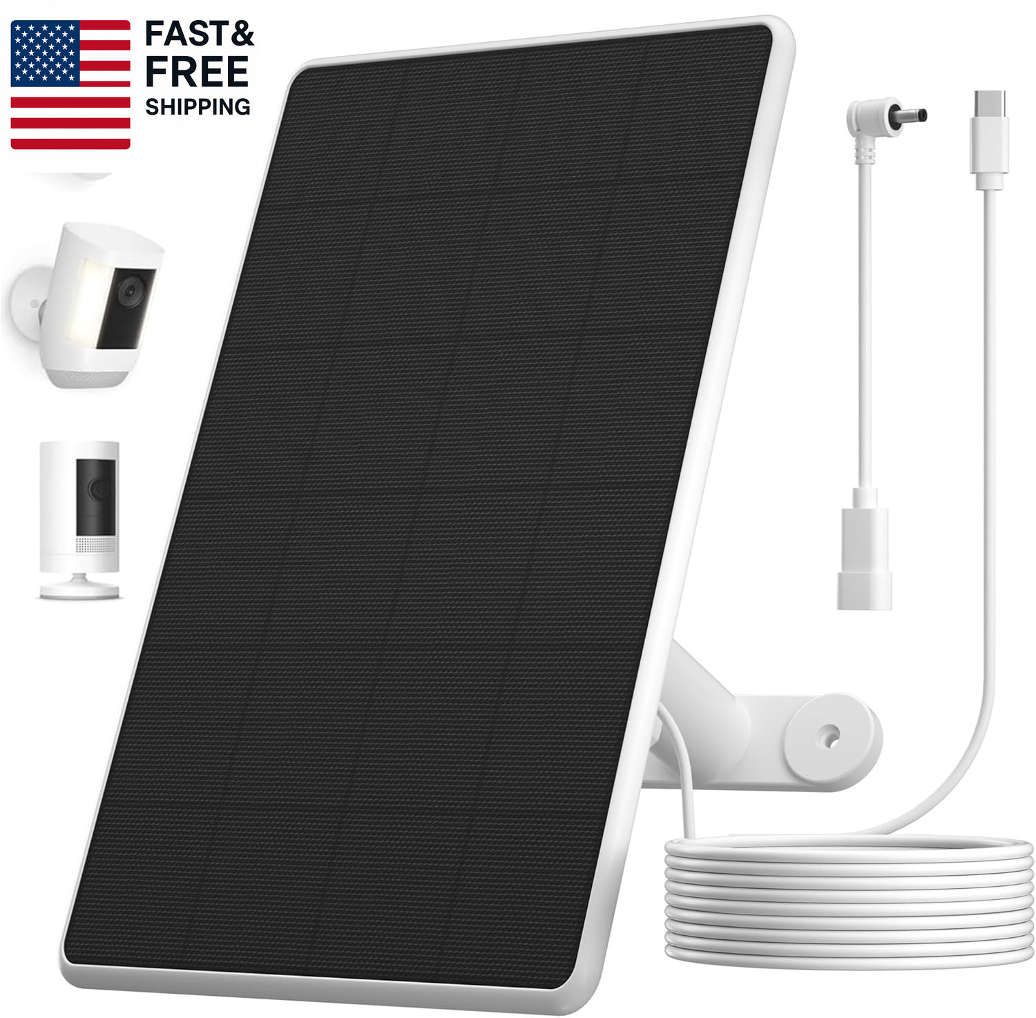 Solar Panel for Ring Camera,6W Solar Charger for Ring Stick up Cam&All-New Spot
