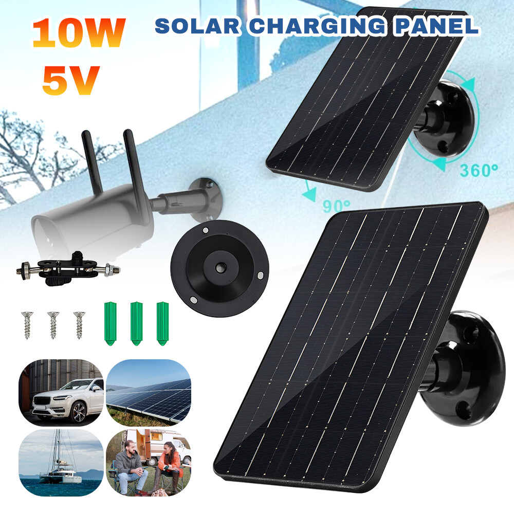 10W Solar Panel Charger with USB-C Port for Rechargeable Battery Security Camera