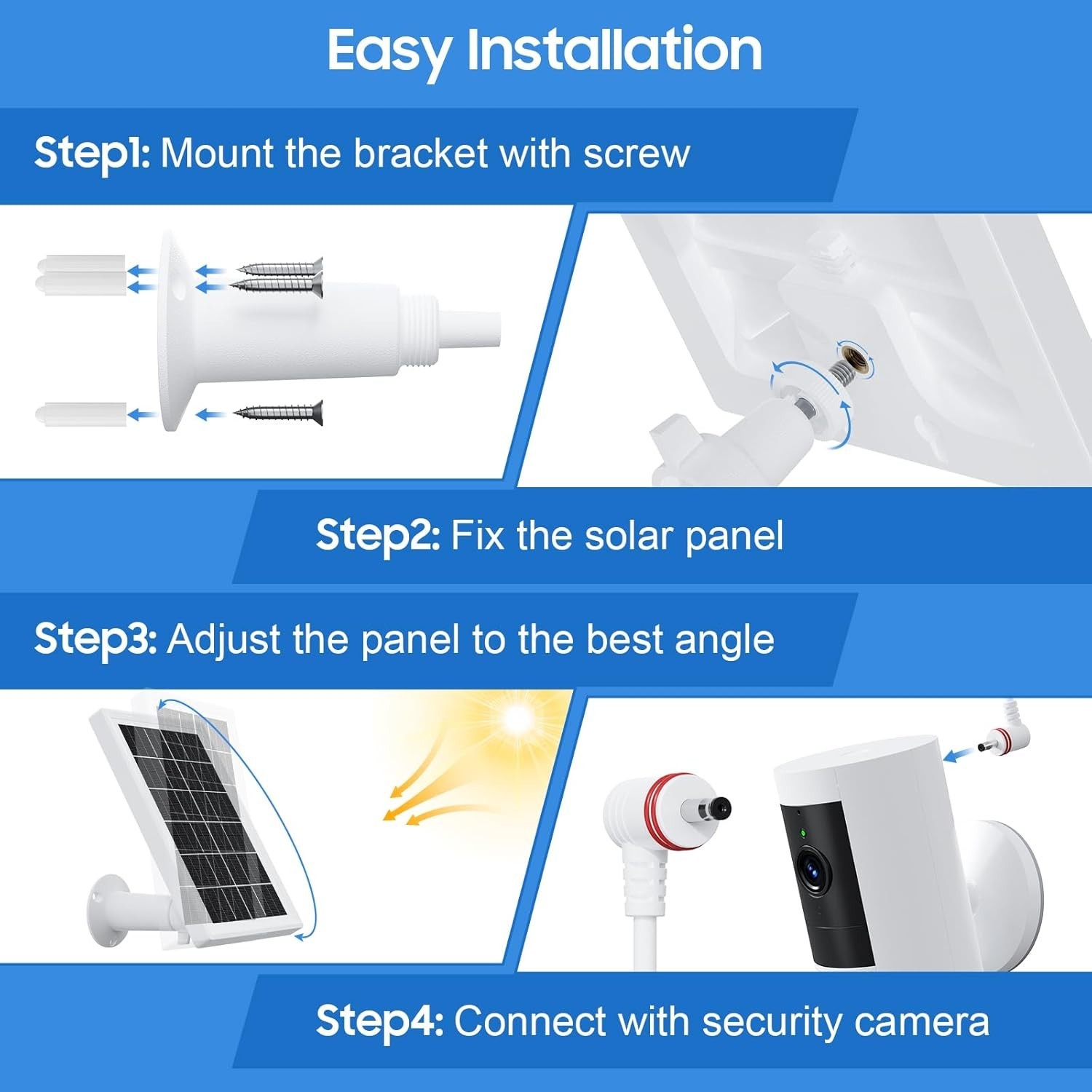 Panel solar para cámara Ring, paquete de 2 paneles solares para cámara de seguri