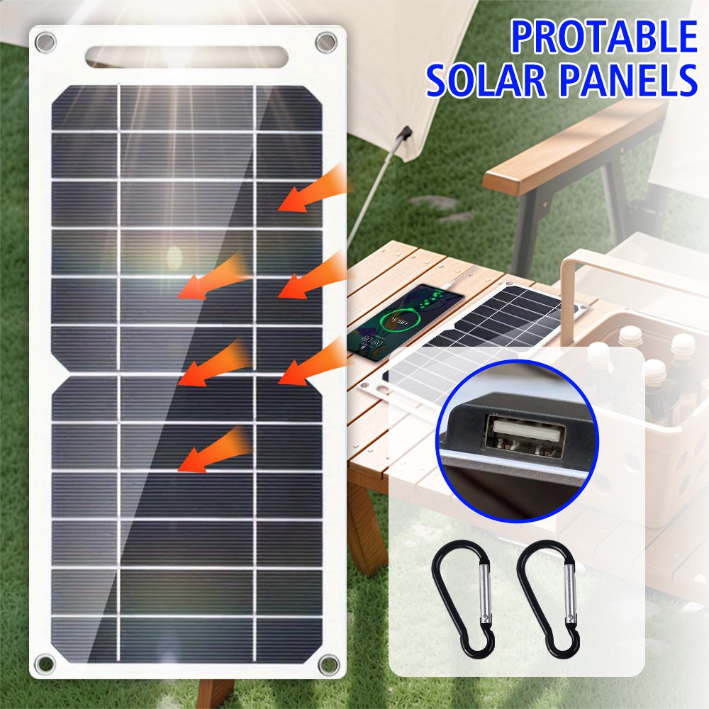 15W 5V Solar Panel with USB Waterproof Outdoor Camping Charger Phone Power Bank
