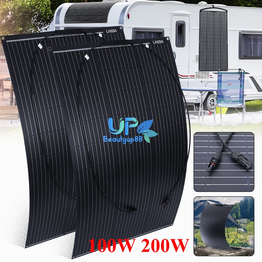 100W 200W Watt Portable Flexible Solar Panel 18V FOR RV Camping Off-Grid Rooftop