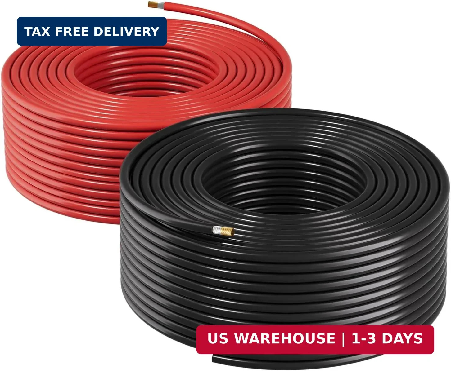 VEVOR Solar Panel Wire, 100 ft Black + 100 ft Red Kit, 10 AWG (6 mm²) Solar Pane