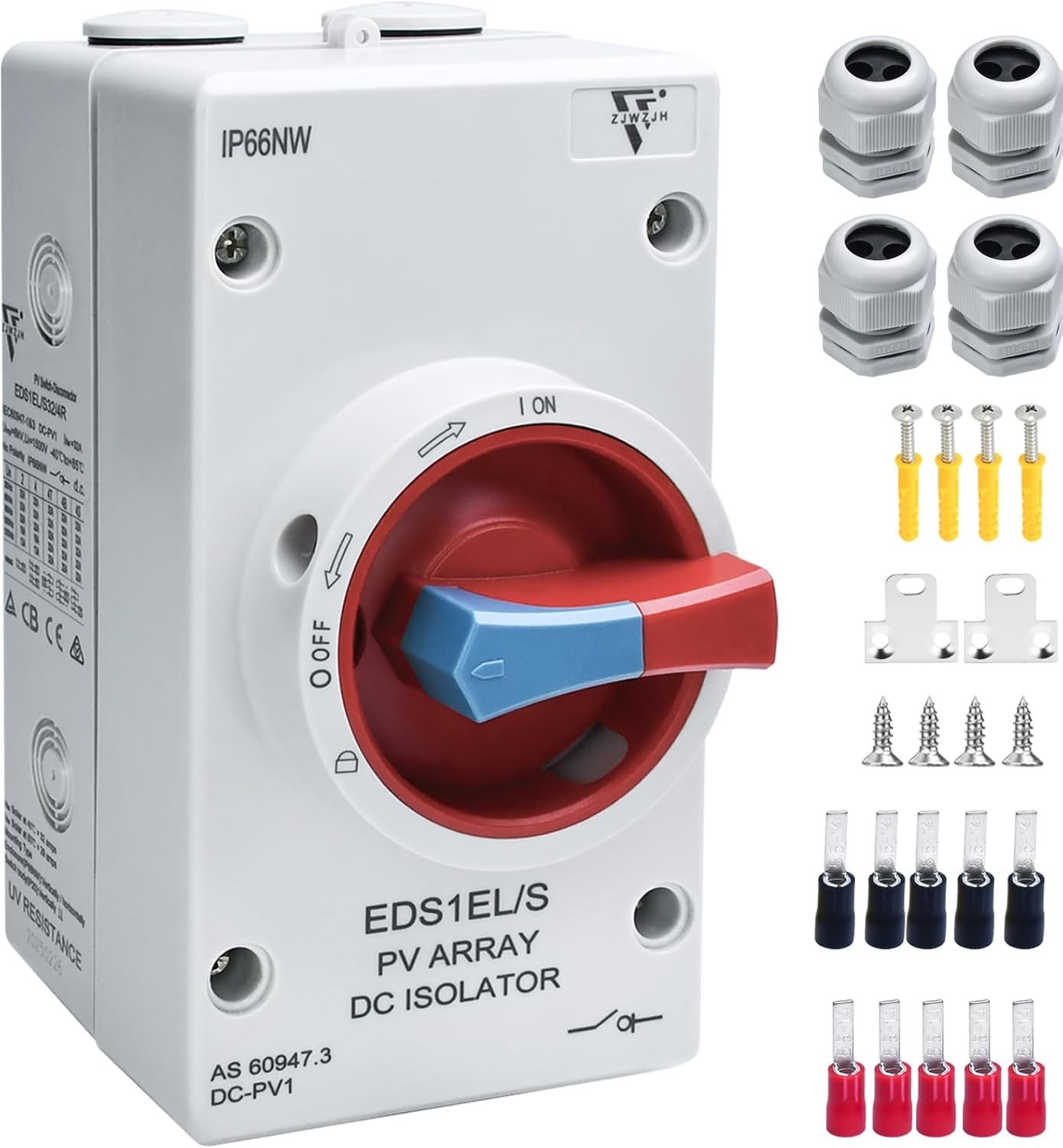 Solar Disconnect Switch 4-Pole DC 1500V 32A Isolator Solar Switch with Enclos…