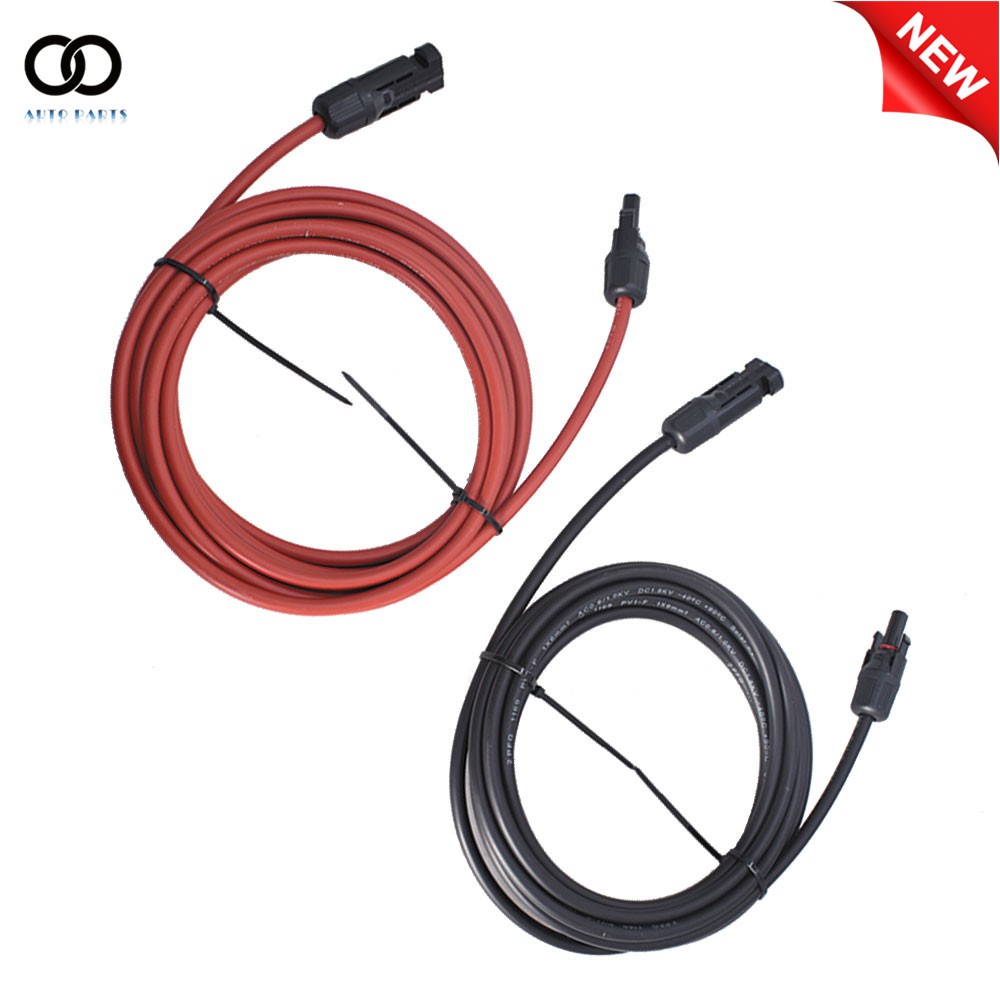 1 Pair 10 AWG 15 FT Black + Red Solar Panel Extension Cable Wire Connector