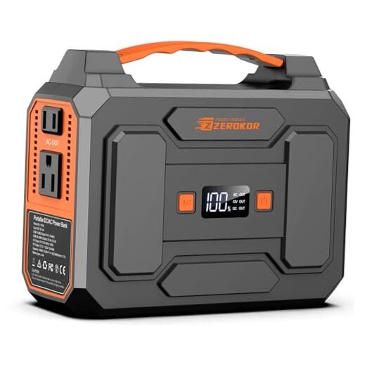 Portable Power Station 100W, Power Pack with 110V AC Outlet, Grey Orange