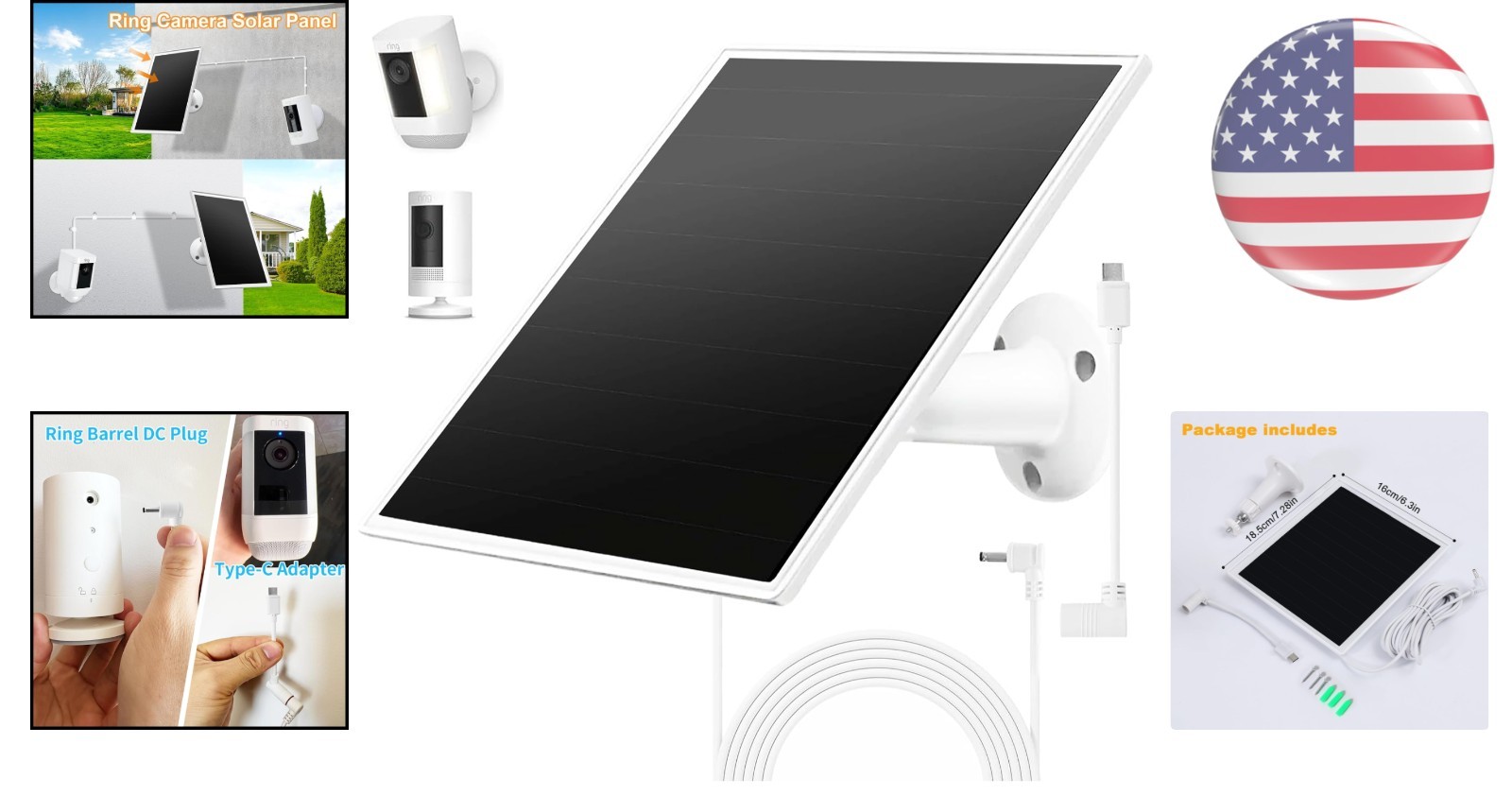 Versatile Solar Charger for Ring Stick Up Cam & Spotlight Pro – Easy Install