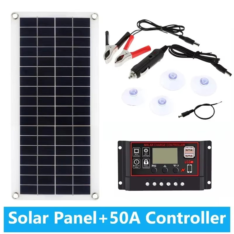 20W-1000W Solar Panel 12V Solar Cell 10A-100A Controller Solar Plate Kit for Pho