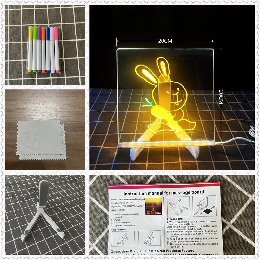 LED For Kids Drawing Board DIY Kit with Pens and Bracket for Creative Fun
